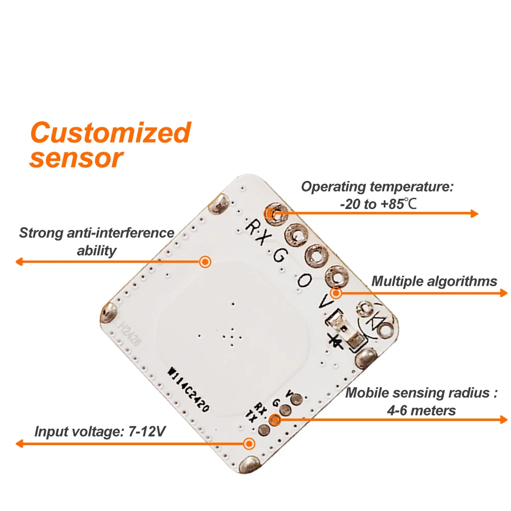 30PCS High Performance 5.8GHz Radar Sensor Module Shielding Shell Supports PWM I/O Output Expansion Function Radar Sensor Module