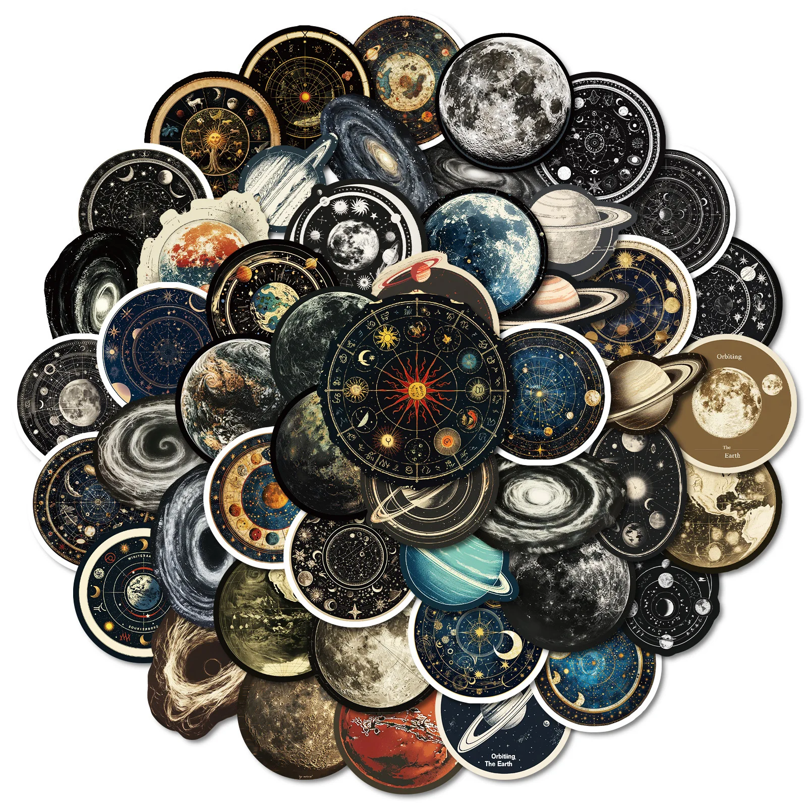 50pcs Space Literature Time Travel Imaginary DIY Decorative Creative Stickers