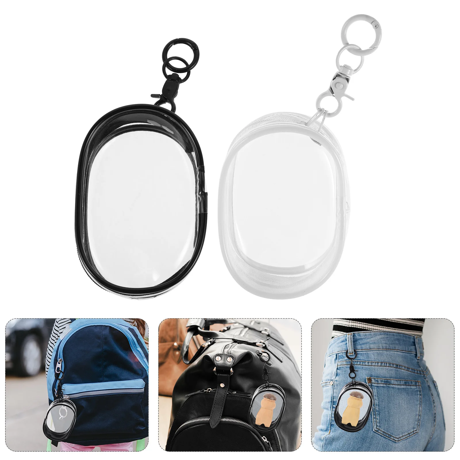 

4pcs Clear Figure Display Bag Transparent Storage Pouch For Portable Dustproof Keychain Case Mini Figure Organizer - Accessory