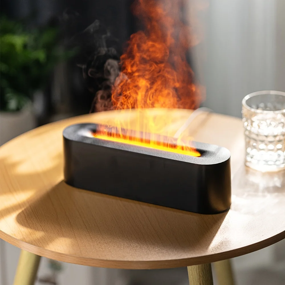 Multicolor Flame-Effect Aromatherapy Humidifier - Ultrasonic USB Cool Mist for  & Office