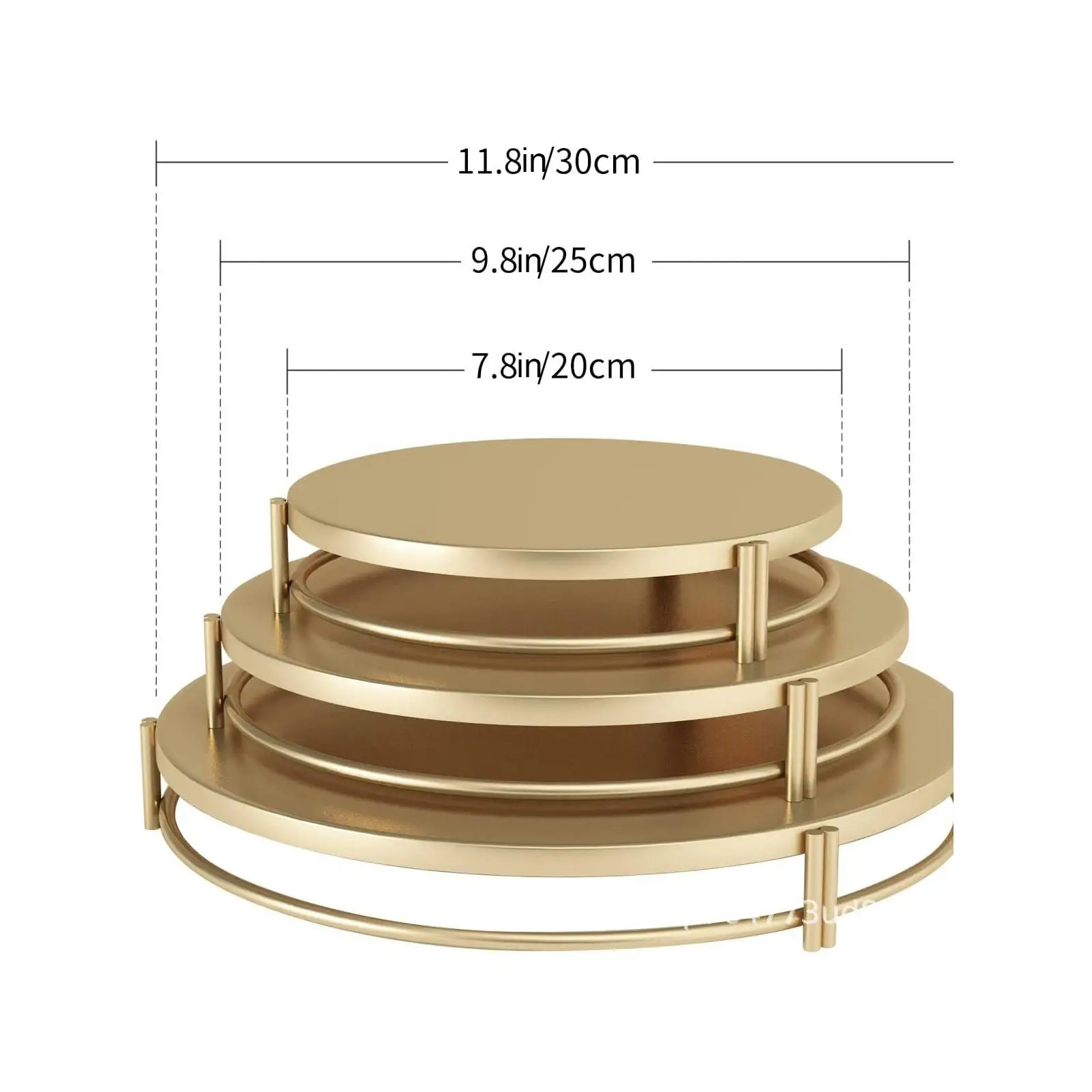 3 Piece Golden Cake Stand Metal Round Dessert Cupcake Party Tray Multifunctional Cupcake Pastry Tray For Wedding Birthday - view 5