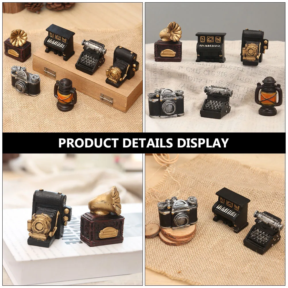 

6pcs Retro Resin Miniature Adornments Mini Garden Decor Micro Landscape Ornament Household Crafts Desktop Garden Party Gift