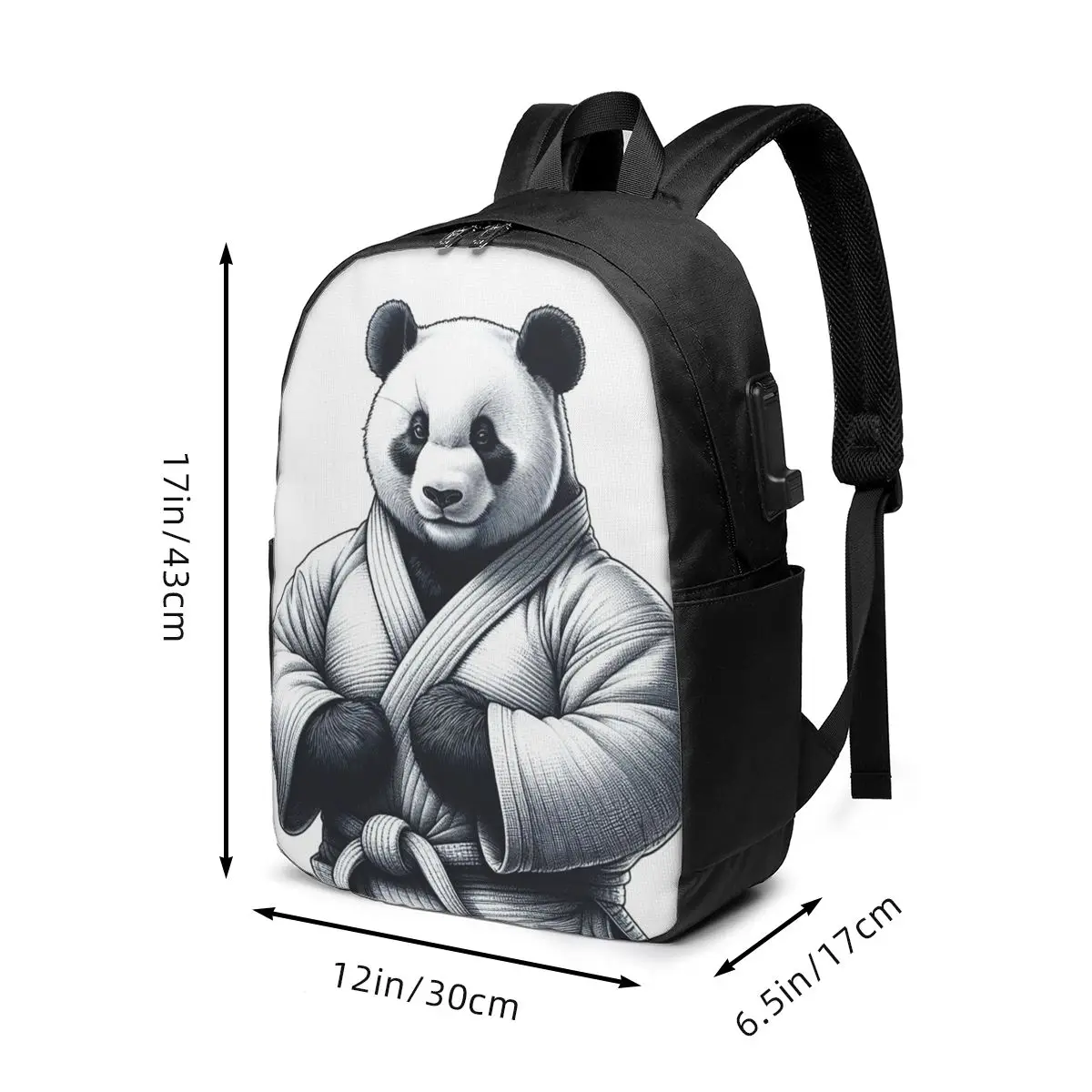 Cartoon Judo Panda Backpack Travel Notebook Bag Computer College Student School Bag Laptop Shoulder Bags for Men Women