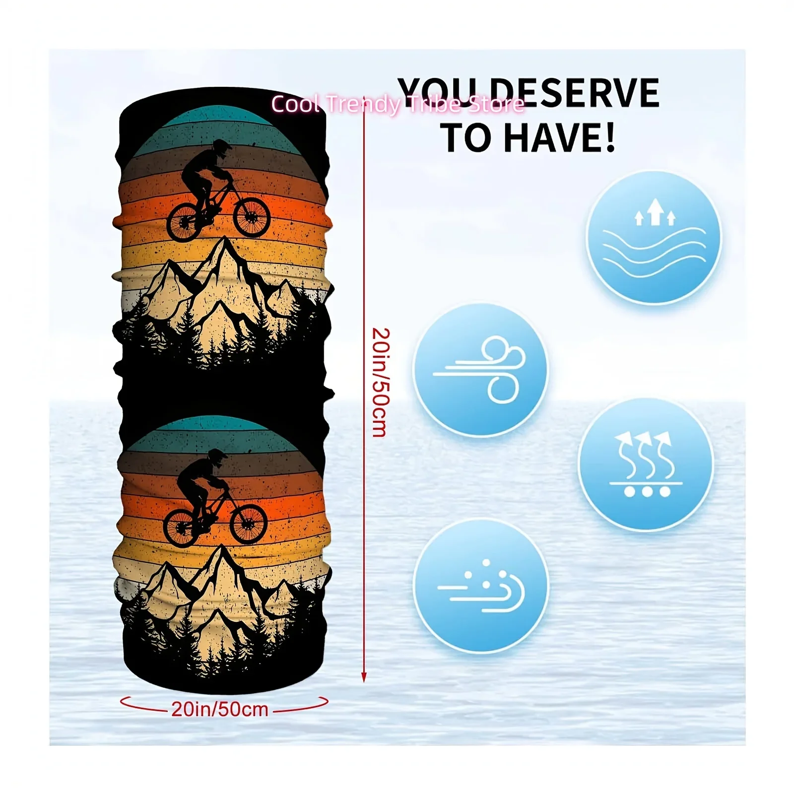 Mountain Biking, Sunset, Forest. Printed Scarf, Multi-Functional Mask And Neck Mask, Suitable for Outdoor And Unisex Headscarves