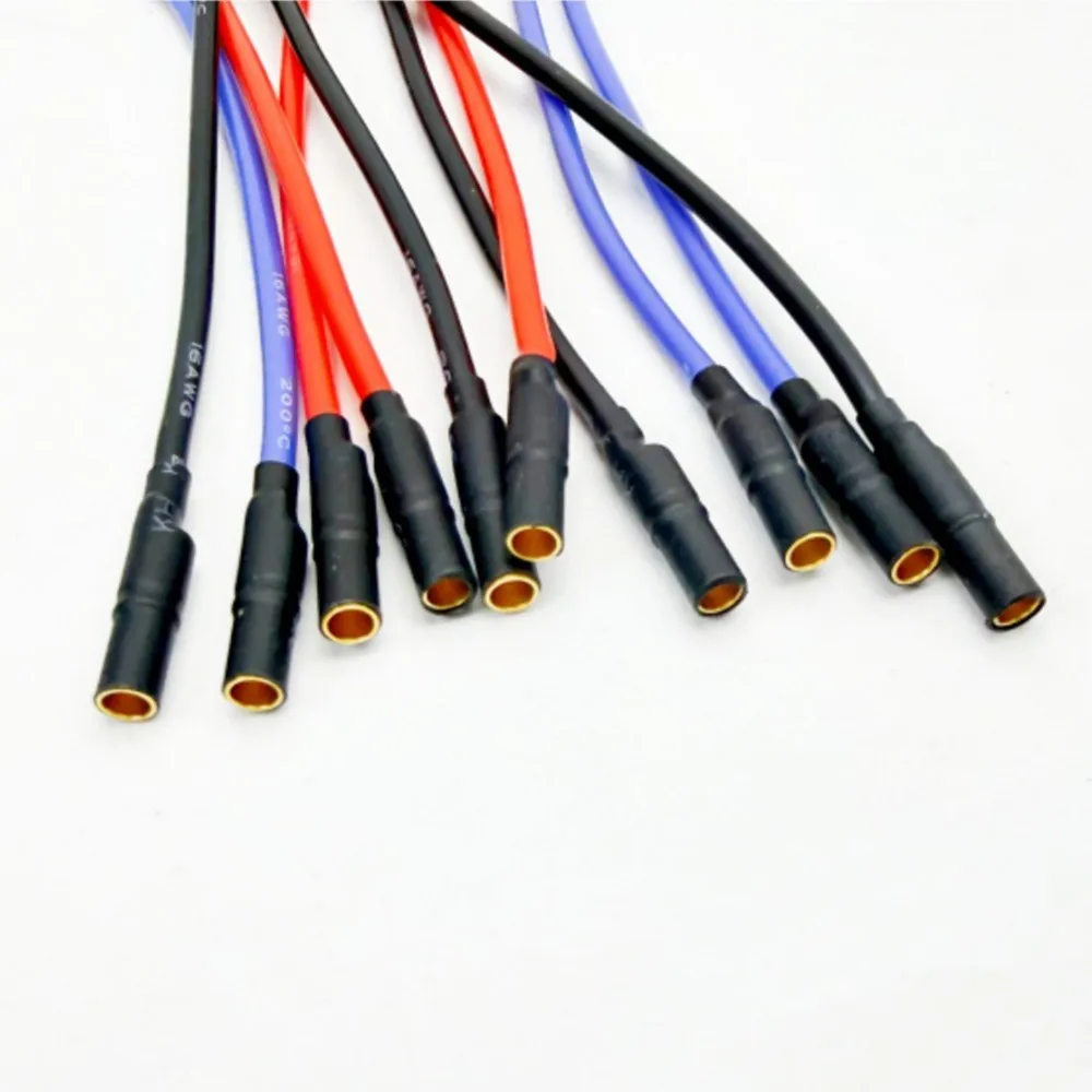 AB34-For Model Aircraft Compatible 10Pcs Motor Extension Cable 3.5Mm Banana Head Connector 16AWG Soft Silicone Wire