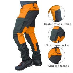 Splicing Work Pants, Work Clothes, Wear-Resistant Color Blocked Multi Pocket Pants, Labor Protection And Welding Work Pants