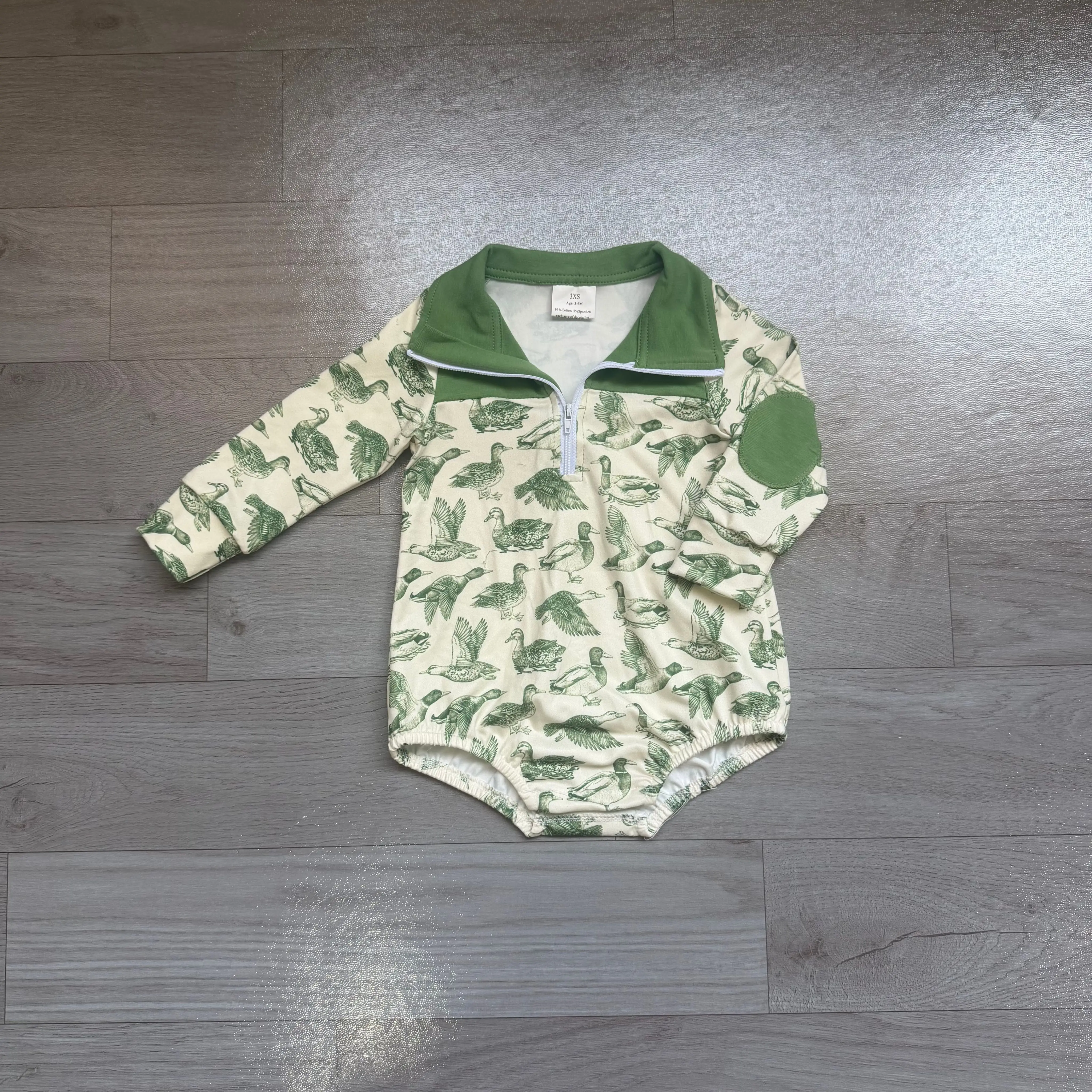 Wholesale Kids Infant Newborn Coverall Bodysuit Ducks Green Clothes Baby Boy Children Toddler Zipper Bubble Romper