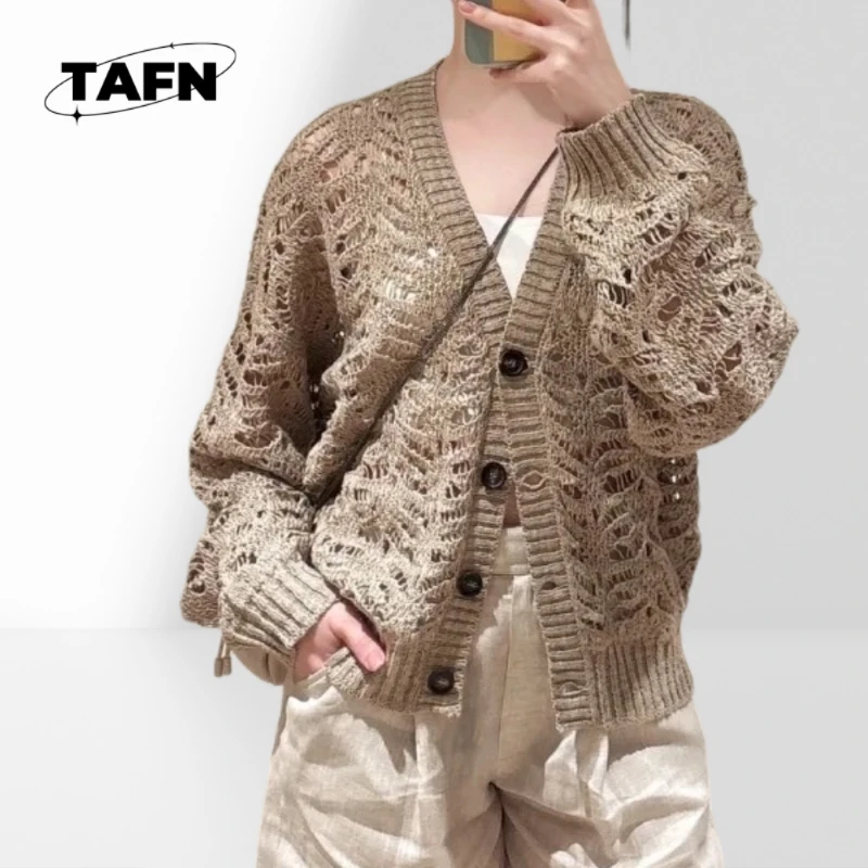 素敵なカーディガン ハイストリート シンプルで優雅なレディース プレミアム ヴィンテージ カシミア カーディガン – 柔らかくスタイリッシュ 2025 AF2445