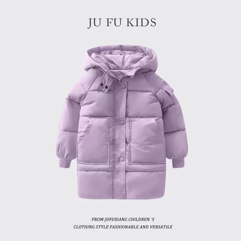 

Winter Children's Jackets Down Cotton Jacket Boys Girls Long Section Cotton Clothing Children Winter Thickened Warm Large Tide