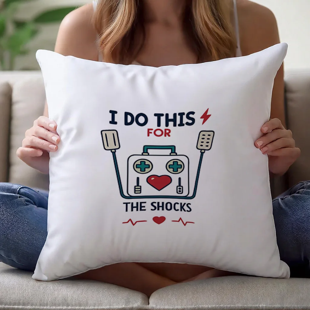 Funny Heart Shock Love Pillowcase Cushion Cover 45x45cm Novelty Throw Pillow Decor Valentines Gift for Couple Boyfriend Girlfrie