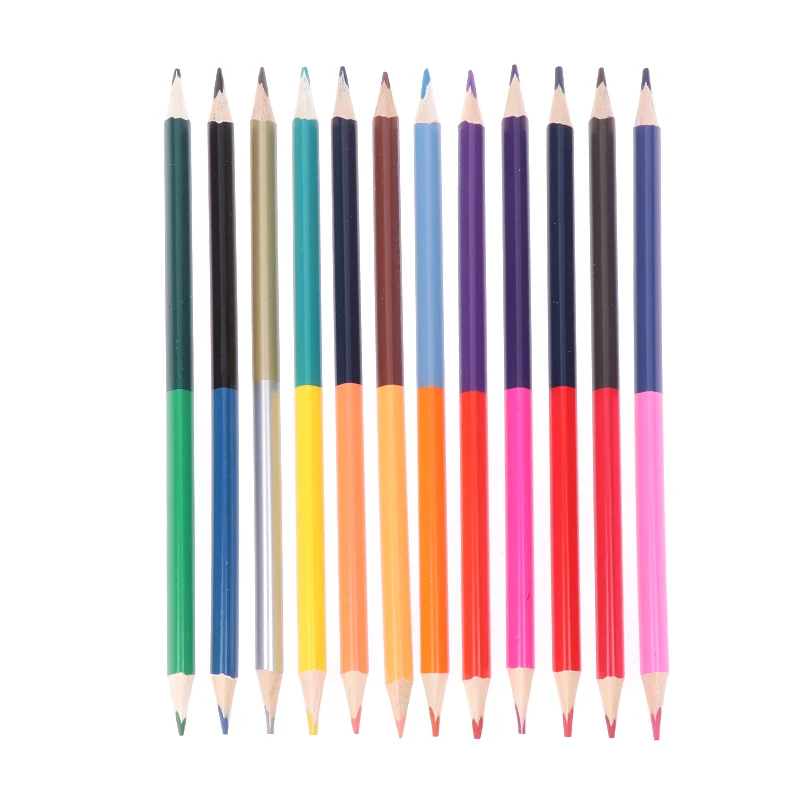 12Pcs 17.5cm Rainbow Pencil Two-color Core Pencil Stationery Graffiti Drawing Painting Tool Office School Supplies