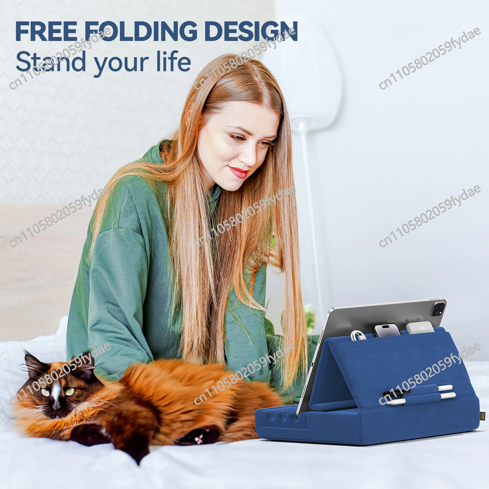 Tablet Pillow Holder Foldable iPad Stand for Lap Bed and Desk Tablet Soft Pad Dock sMount