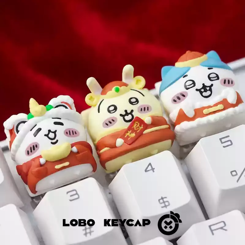 Lobo Original Custom Keycap Chiikawa Anime Merch Cute Cartoon Resin Keycap Mechanical Keyboard Replacement Birthday Holiday Gift