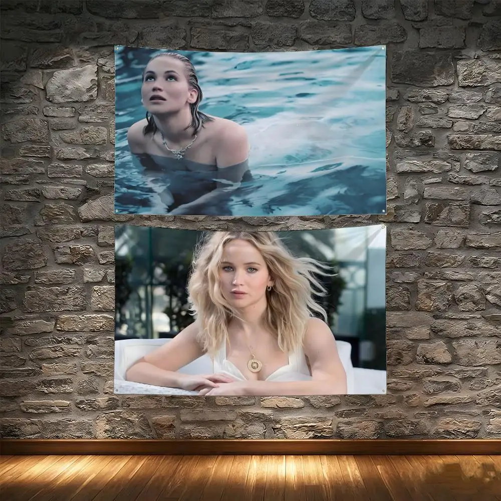 Famous Celebrity Actor J-Jennifer Lawrence Flags Tapestry Creative Pattern Photo Living Room Wall Art Party Outdoor Decor