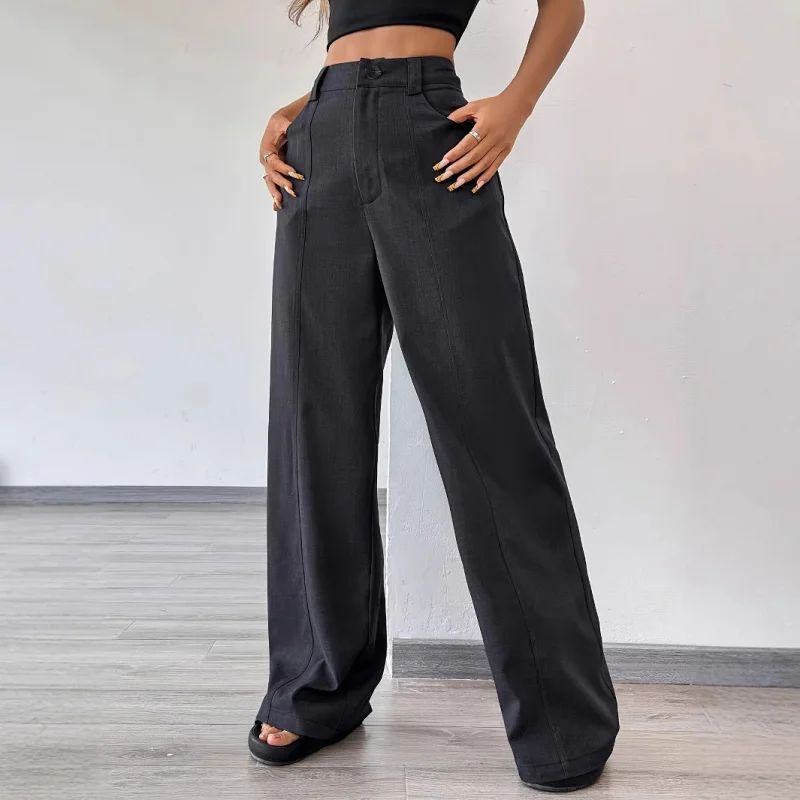 Frauen Sommer Lose Breite Bein Anzug Casual Hosen Drapieren High-End-Schlankheits Neun-Punkt-Hose Dünne Gerade Hosen