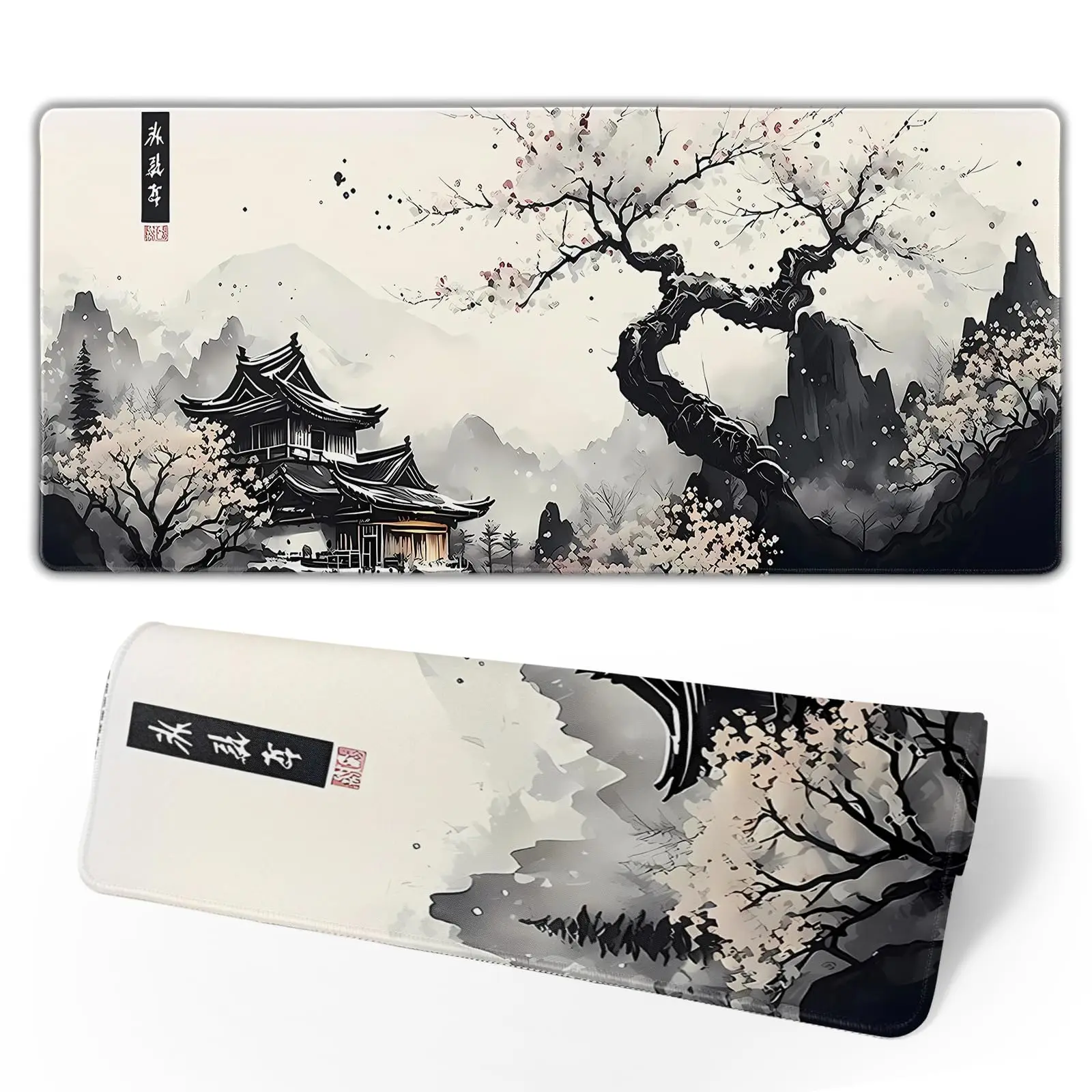 Japanese Mouse Pad Large Desk Mat XXL Anime Gaming Keyboard Mat Non-Slip Rubber Base Big Extended Desk Protector for Home Office