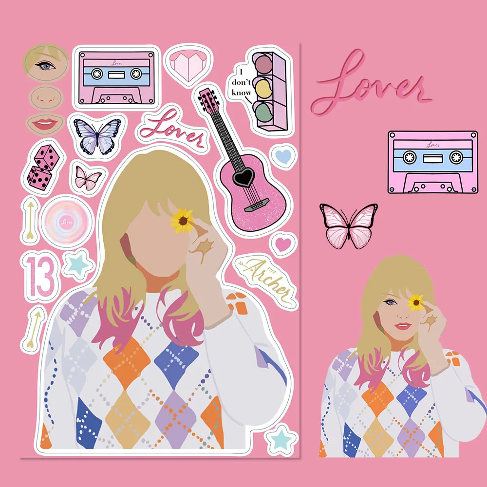 8 قطع من ملصقات شخصيات تجميع تايلور لتزيين الكمبيوتر المحمول وألواح التزلج وأجهزة الكمبيوتر المحمولة وملصقات الكتابة على الجدران الإبداعية #1