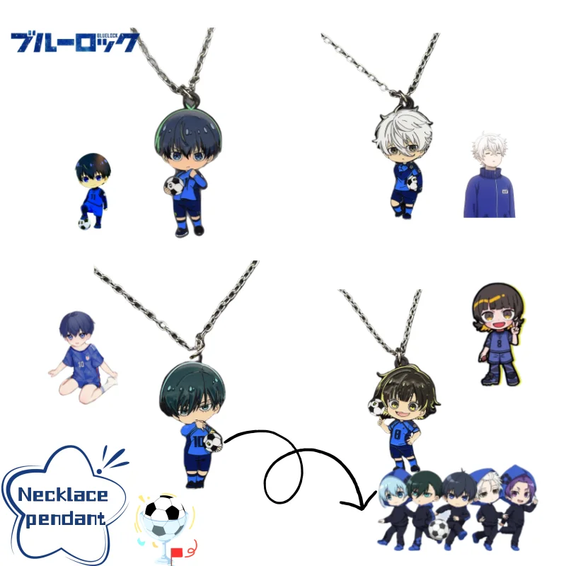 Collar de Metal con personalidad de Anime, cerradura azul, Yoichi Isagi Seishiro Nagi Itoshi Rin, cadena creativa y fresca para clavícula, accesorio de regalo