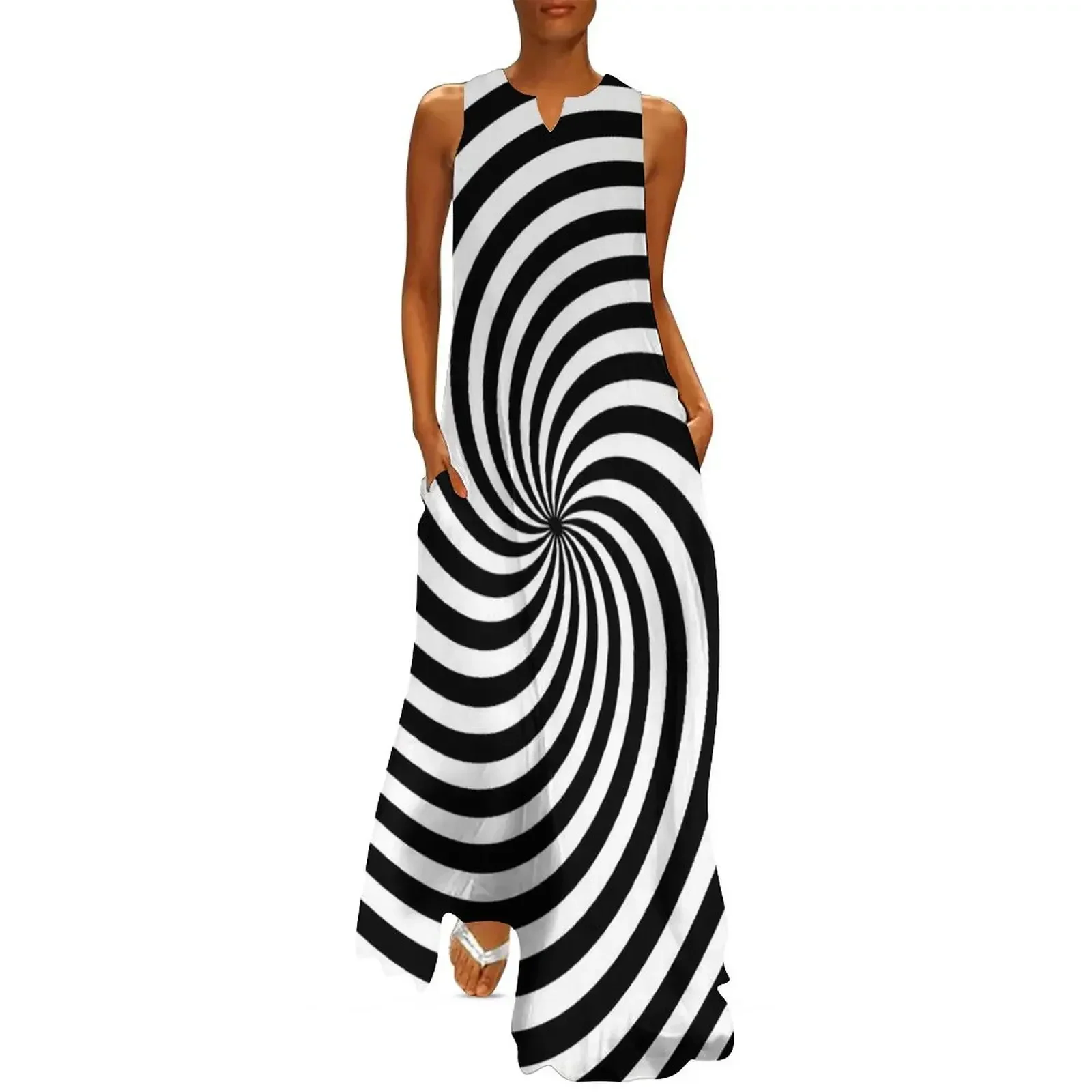 

Black And White Op-Art Spiral Long Dress prom dress Evening gown evening dresses luxury 2025 Dress