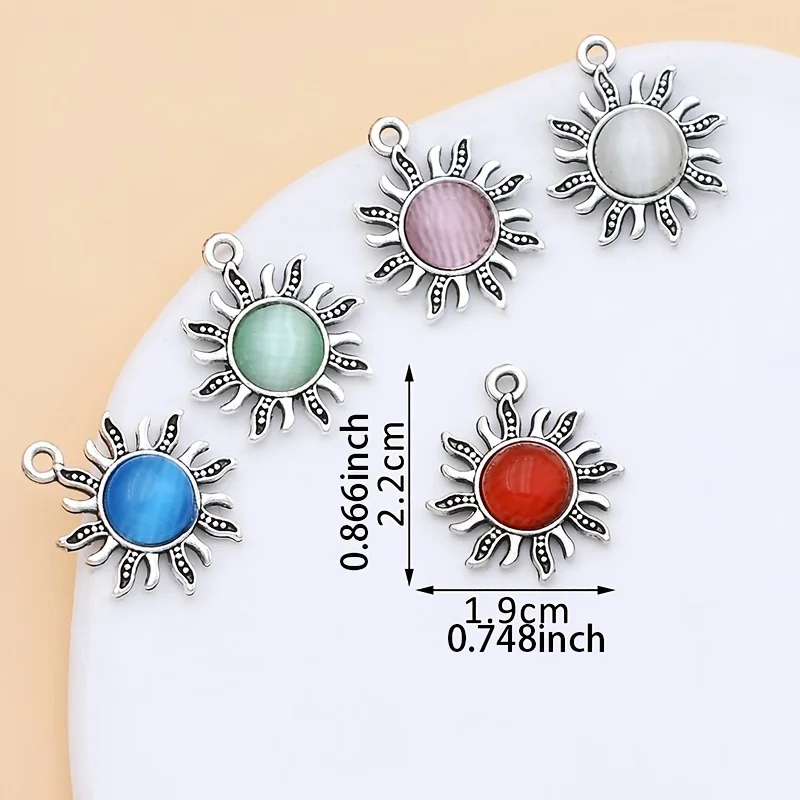 10Pcs Gold Plated Opal Sun Charm Pendant Jewelry Making Bracelet Necklace DIY Earrings Accessories Craft - AliExpress 36 - Image 3