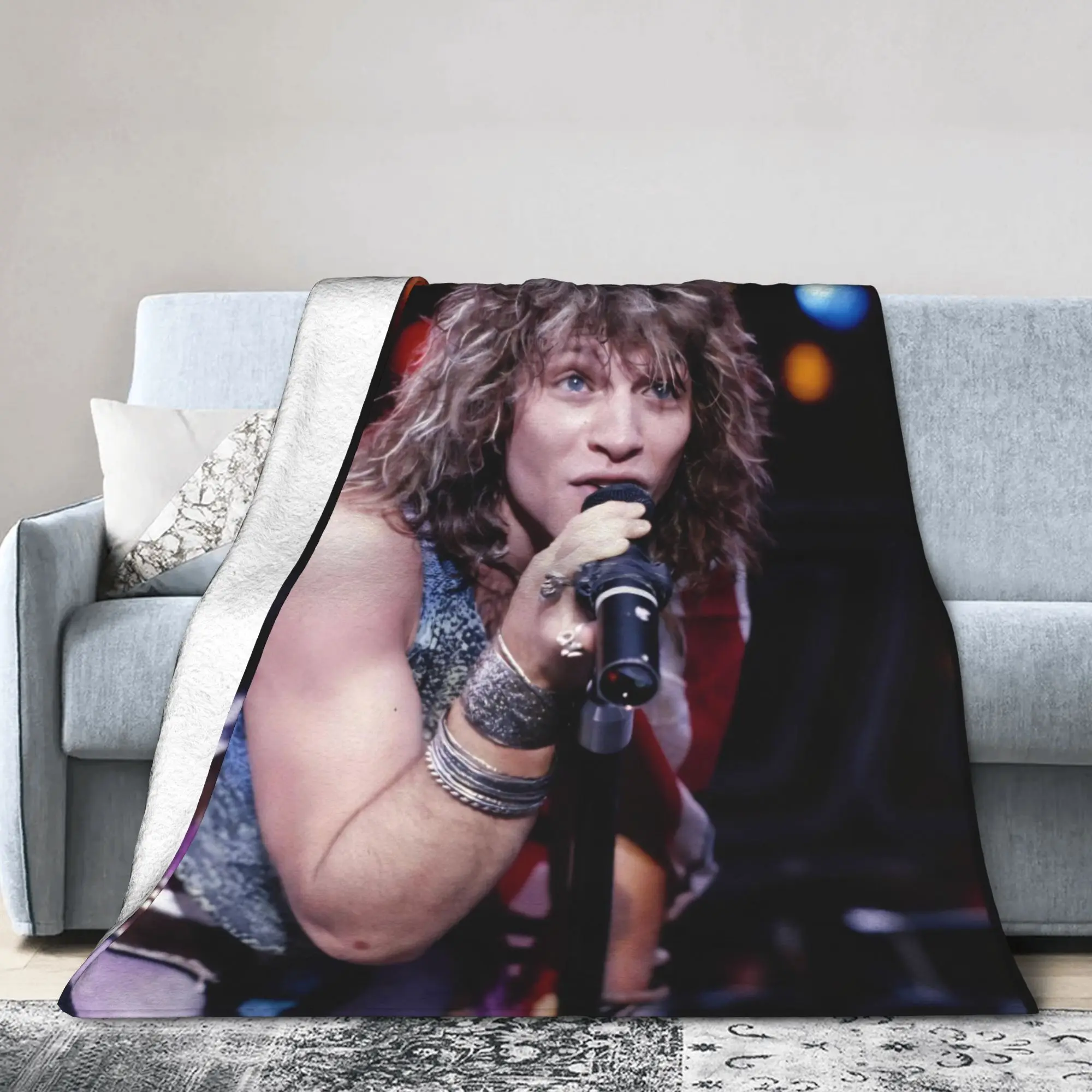Bons Jovis Rock Band Blanket Fleece Spring/Autumn   Multifunction Soft Throw Blanket for Sofa Outdoor Bedspreads