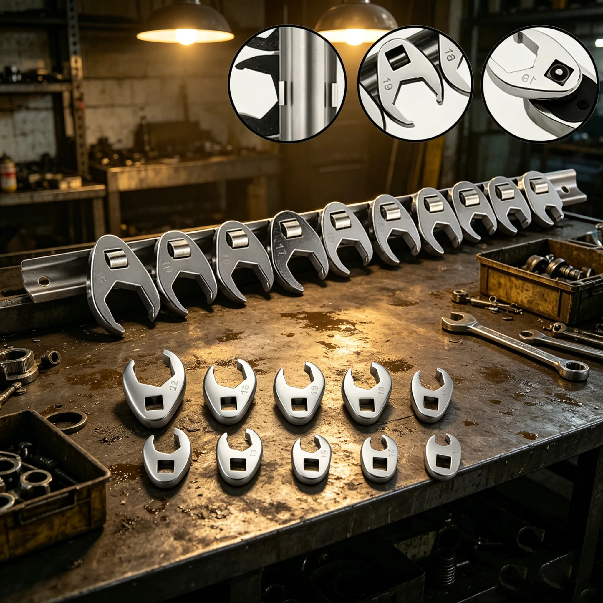 

10-Piece 3/8in Drive Crowfoot Wrench Set, 10-22mm Metric Nut Wrench Tool Kit, Open End Wrench Set