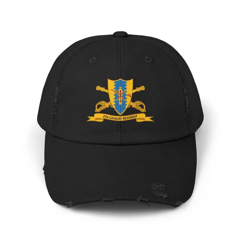 

Unisex Distressed Cap - Army - 4th Cavalry Regiment w Br - Ribbon