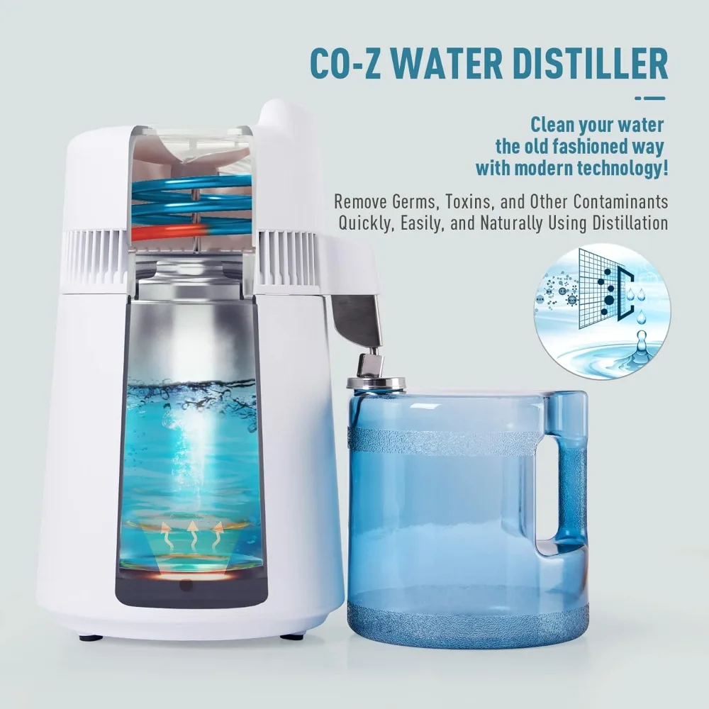 Water Distiller, Larger 1.6 Gal Countertop Home Distillers, Distilled Waters Making Machine, Water Purifier to Make Clean Waters