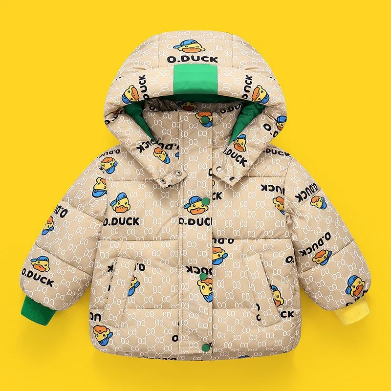 4-10 Years Old Boy Hooded Down Jacket Children Toddler Coat New Winter Thick Warm Cute Cartoon Duck Girl Baby Outerwear Clothing