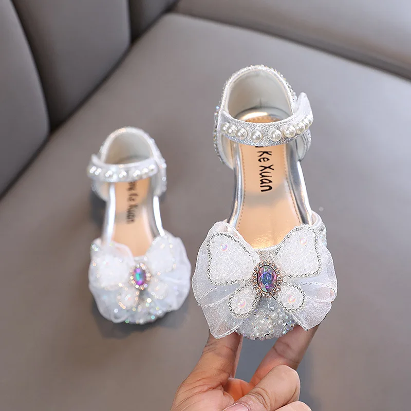 

Children's Sandals Fashion Sequins Rhinestone Bow Girls' Princess Baby Flat Sandals Summer Dance Performance Kids Shoes H540