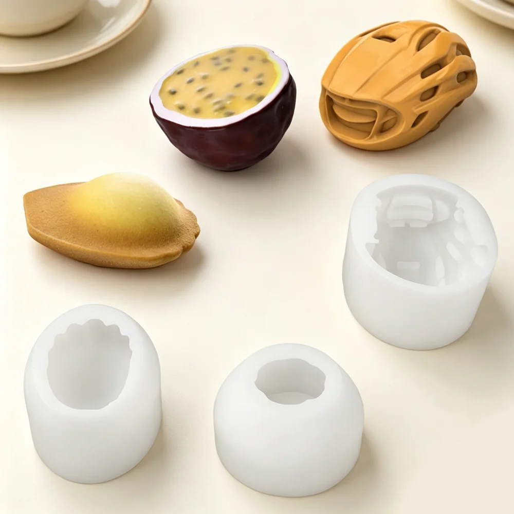 Single Cell Passion Fruit or Cycling Helmet or Madeleine Design Silicone Mousse Cake Molds Chocolate Moulds DIY Fondnat Mold