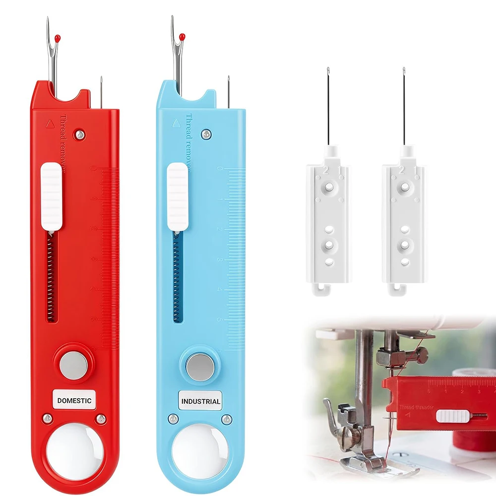5 in 1 Automatic Quick Threading Tool Sewing Machine Needle Threader Stitch Insertion Seam Guide with Seam Rippers for Quilting