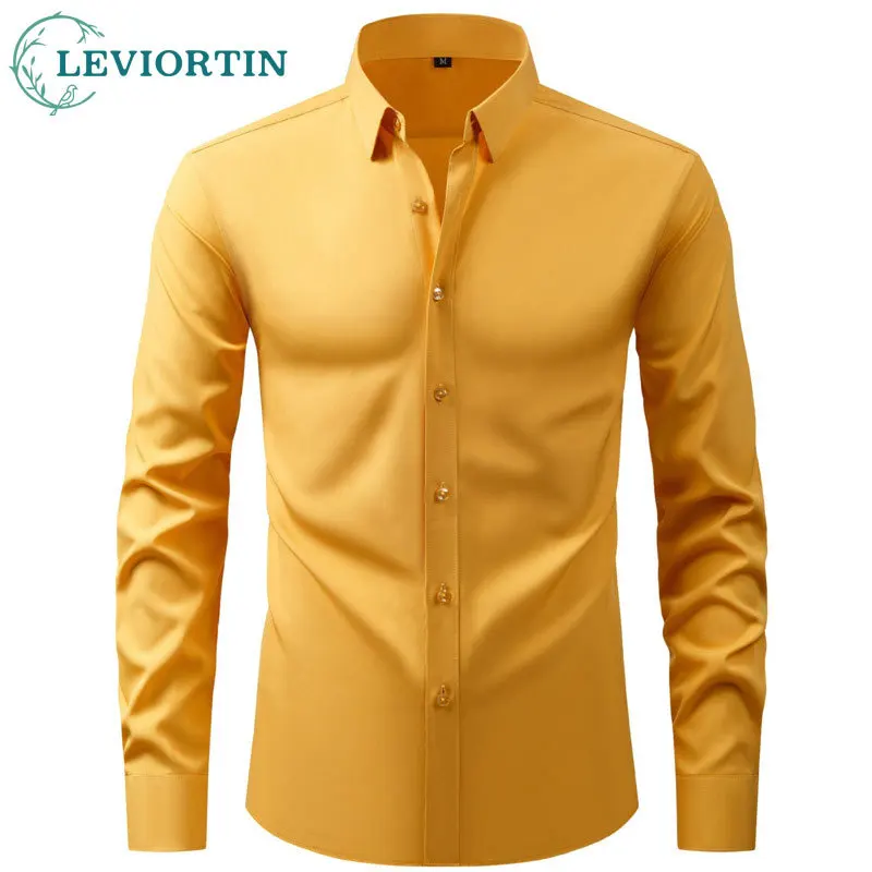 

Spring and Autumn Men's Fashion Urban Business Commuting Non ironing Anti wrinkle Versatile Simple Loose Long sleeved Shirt