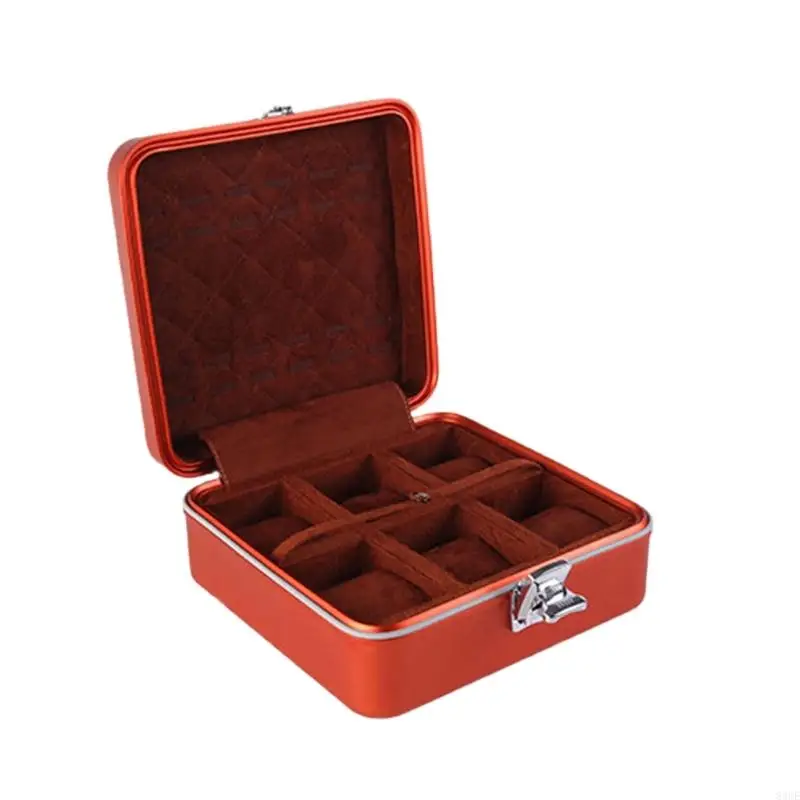 Elegant Aluminum Watch Organizers Case Box with Secure Lock and Soft Lining 83CE