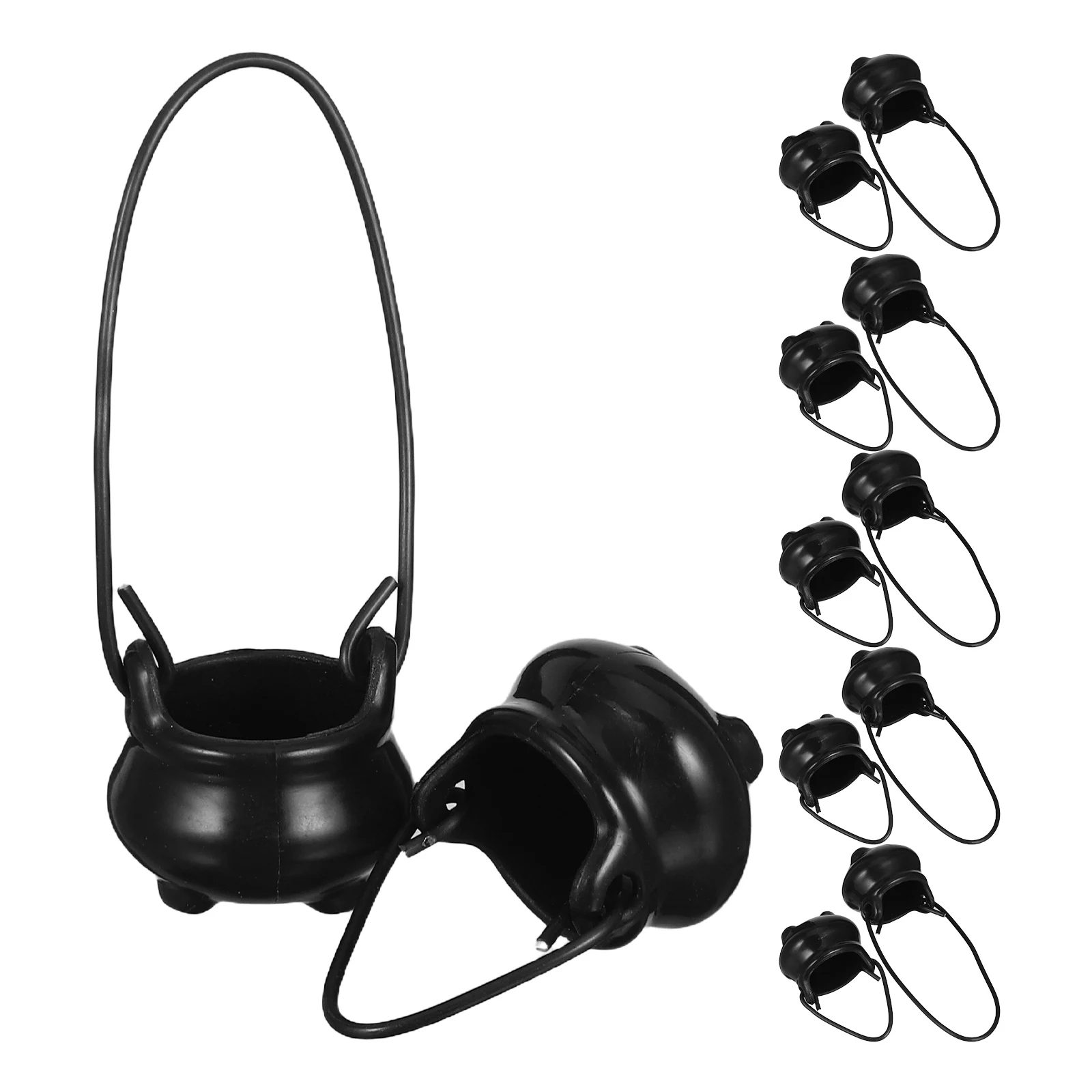 

12 Pcs Miniature Witch Pot Dollhouse Kitchen Accessories Boiler Black Metal Halloween Party Craft Supplies