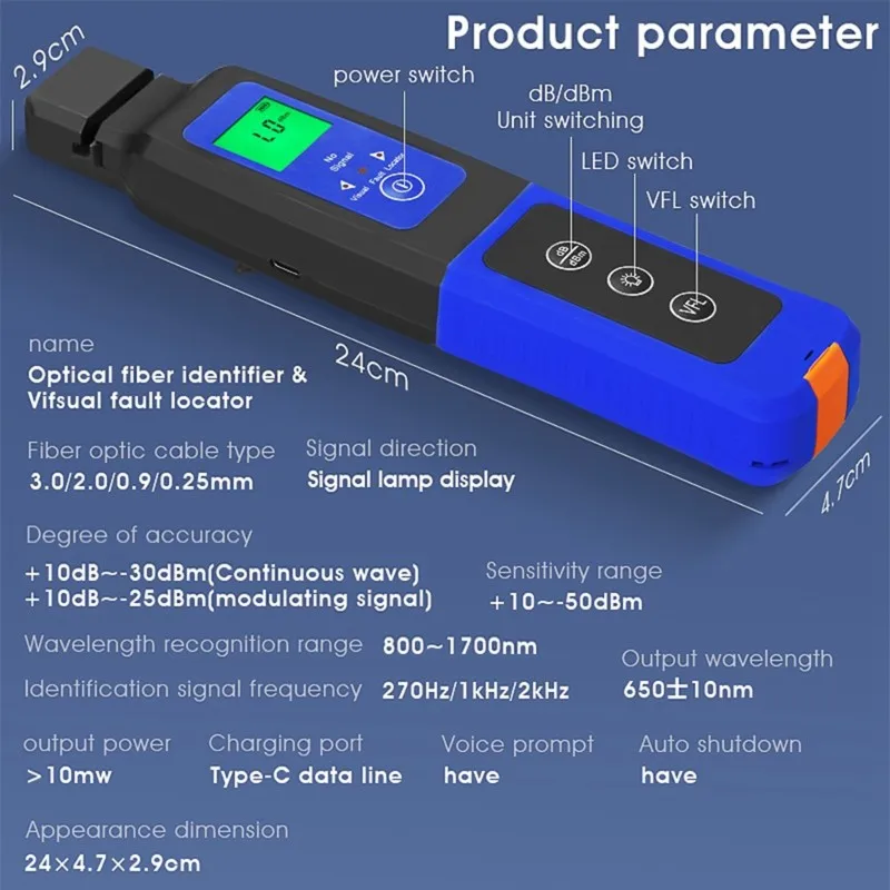 SQPP-A Rechargeable Active Fiber Optic Cable Direction Tester With Visual Fault Locator-The C40 Fiber Optic Identifier