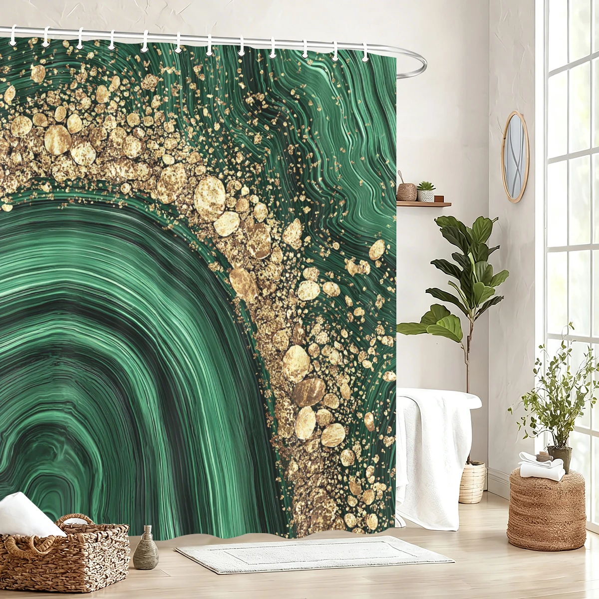 

Marbled Pattern Polyester Shower Curtain - Stylish Bathroom Decor, Elegant Bathtub Partition Polyester For Home Hotel
