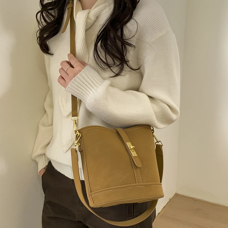 

Повседневная женская сумка через плечо из искусственной кожи, высококачественная маленькая женская сумка-ведро, модная новая сумка-кроссбоди для женщин