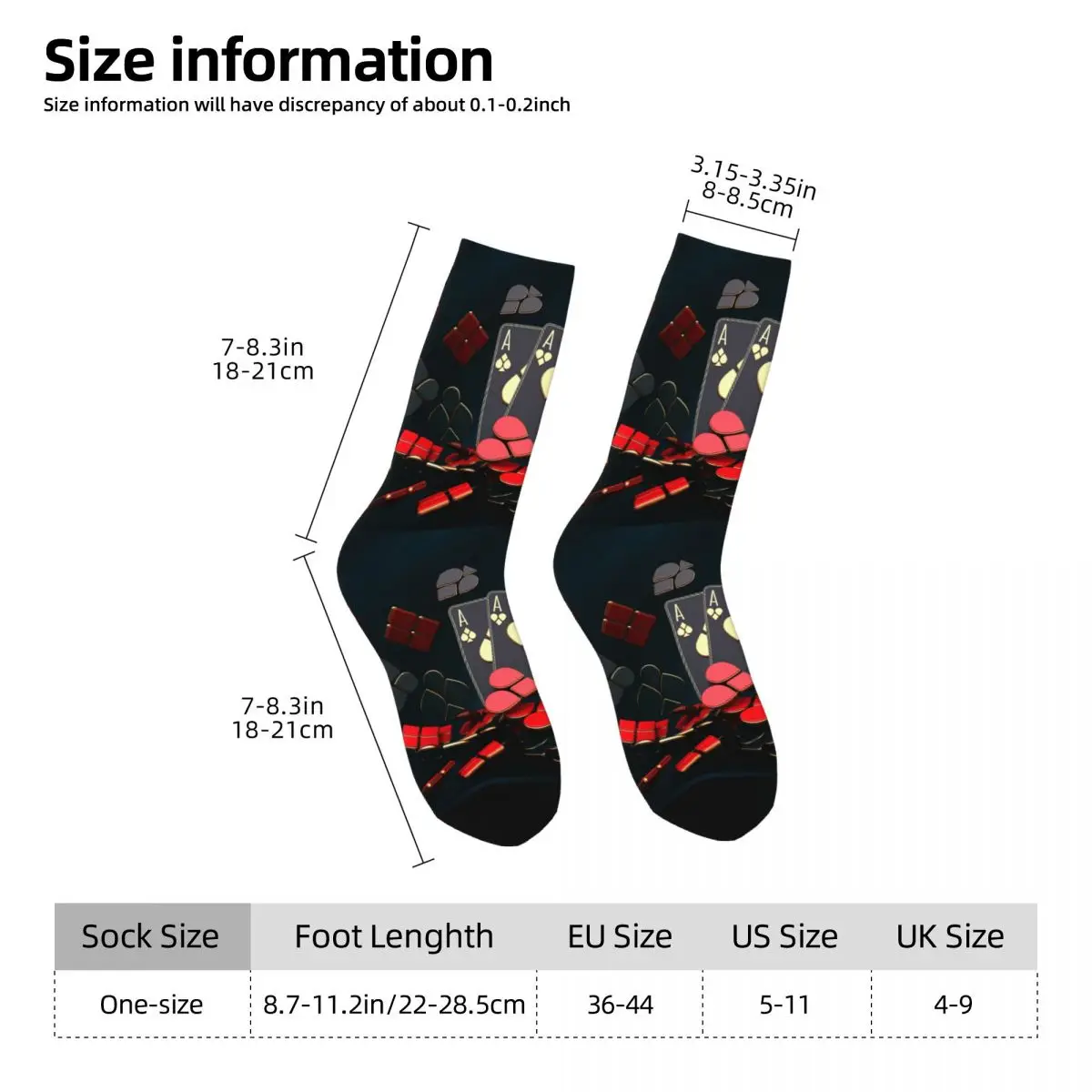 Calcetines de poliéster con estampado para hombre, dados de póker