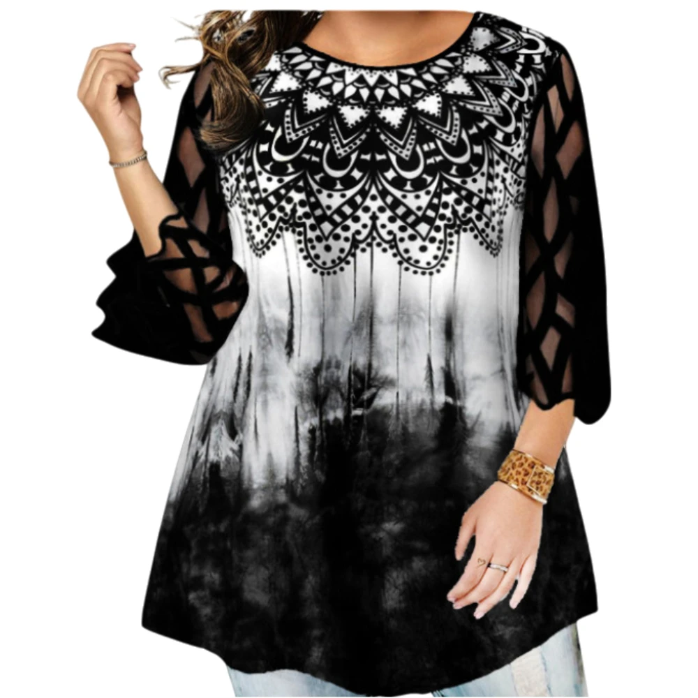 

Women Casual Tops Fashion Long Sleeve Pullover Top Party Looks Top Female Streetwear Floral Print Round Neck Woman Clothes