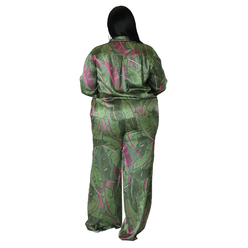 L-4XL Plus Taille Deux Pièces Ensembles pour Femmes Africaines Vêtements 2024 Mode Impression À Manches sulfAt Top et Large Jambe Pantalon Costumes