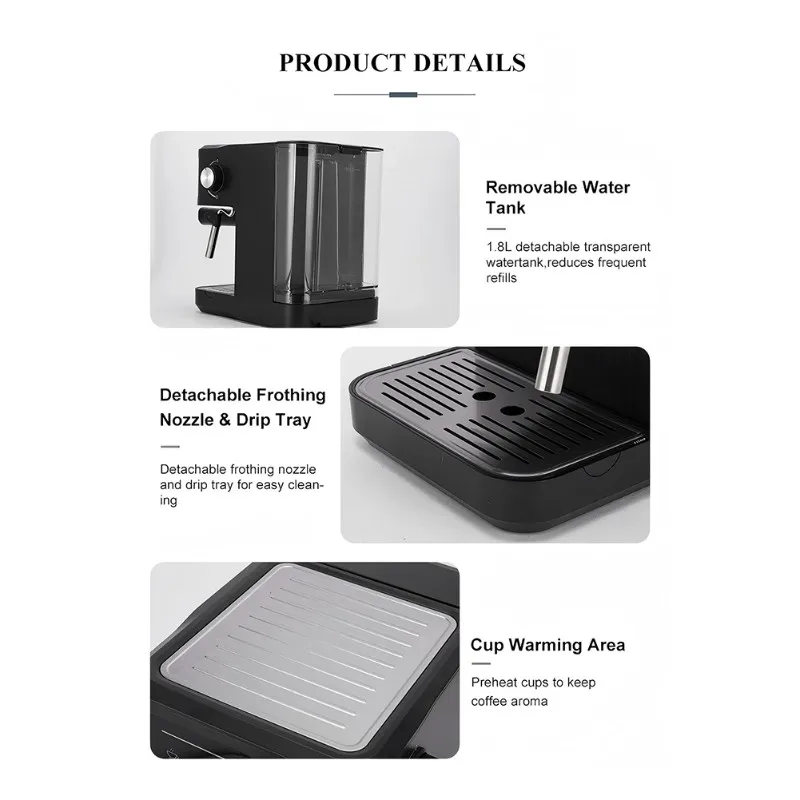 【BRAND NEW】Electric Italian Coffee Machine 20 Bar Expresso Coffee Maker Automatic Semi Automatic Expresso Coffee Machine EU Plug