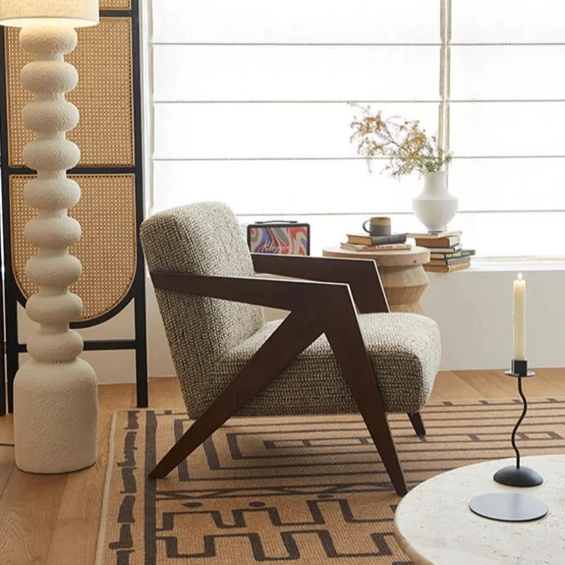 Tekli Koltuk Fransız Oturma Odası Balkon Dinlenme Koltuğu Retro Masif Ahşap Çok Amaçlı Mobilya