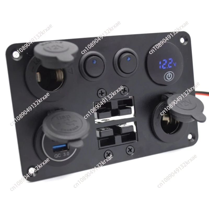 Car panel switch combination 2-position Anderson socket QC3.0 fast charging USB voltage strap touch screen switch