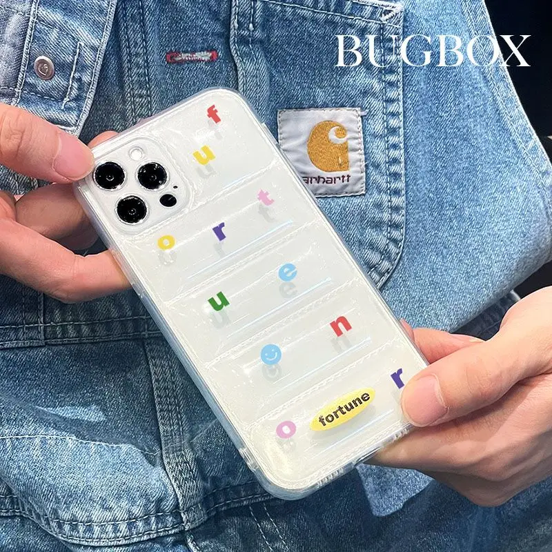 

Original Minimalist Niche Design Colored Letters Down Airbag IPhone 14 Pro Phone Case 12 iphone 13 Pro Max Anti Drop INS 15 16