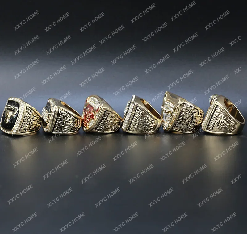 Anillo de campeonato de Chicago Bulls, set de edición coleccionable de fanáticos, 6 años