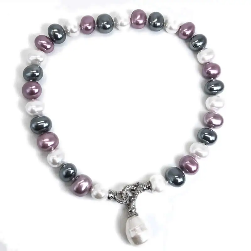 Multiple colors Elegant Classic Jewelry 12-15mm Large Shell Pearl Necklace for Women 42-45CM Length sweater chain