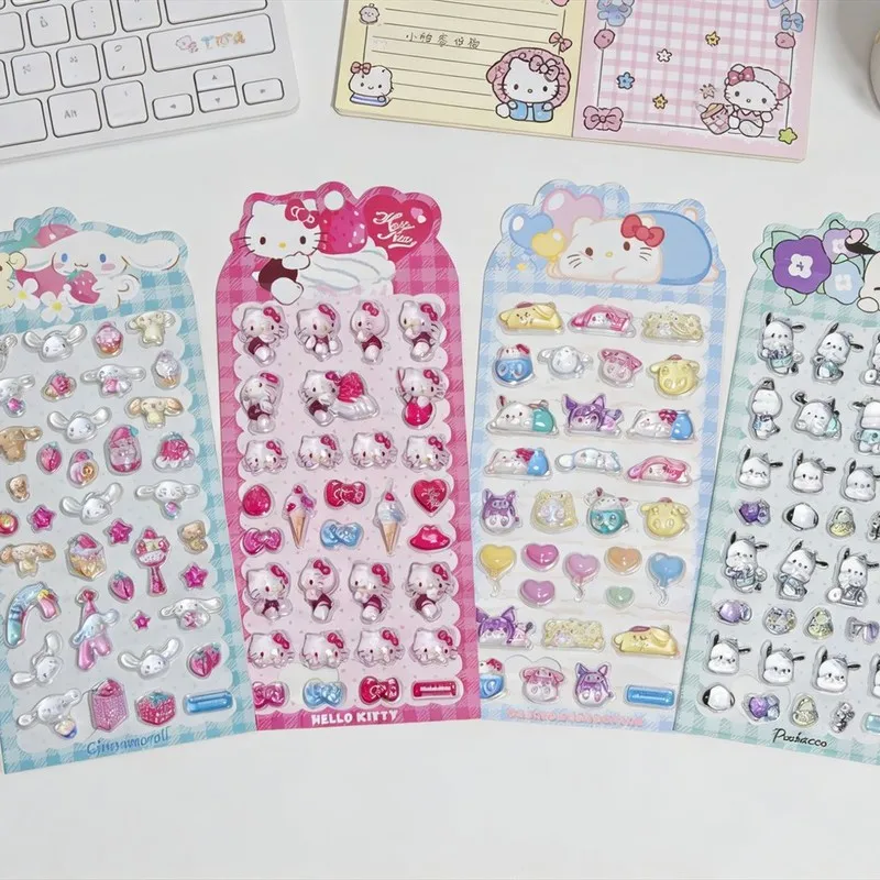 

32/48 Pcs Maipin Stationery Authentic Sanrio Character 3d Embossed Cartoon Stickers For Diy Craft Notebook Phone Decoration