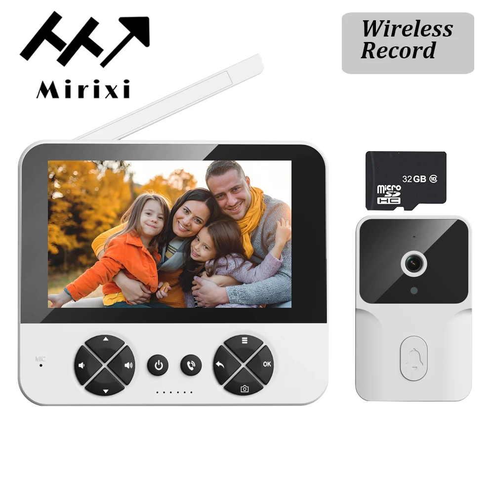 Mirixi-ワイヤレスビデオドアベル,4.3インチHDカメラ,ホームインターホン,広角録画,SDカード,ビジュアルトーク,ドアアイ,スマート,安全