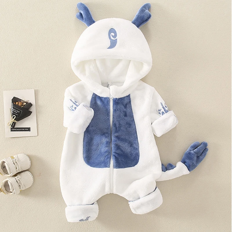 Baby Warm One-piece Clothes Newborn  Hooded Coats Baby Crawling Casual clothes thick Cute Clothes out Wear